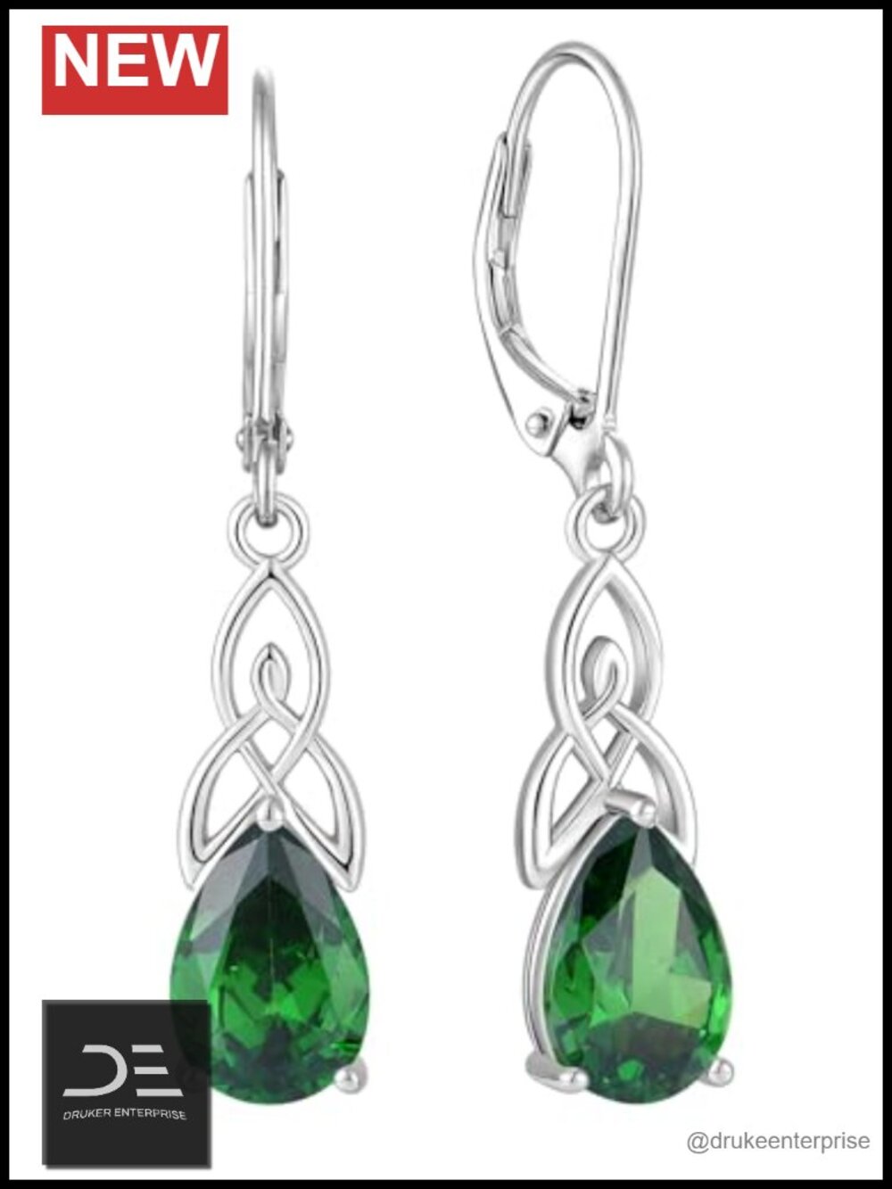 Sterling Silver Celtic Knot Drop Dangle Earrings Leverback